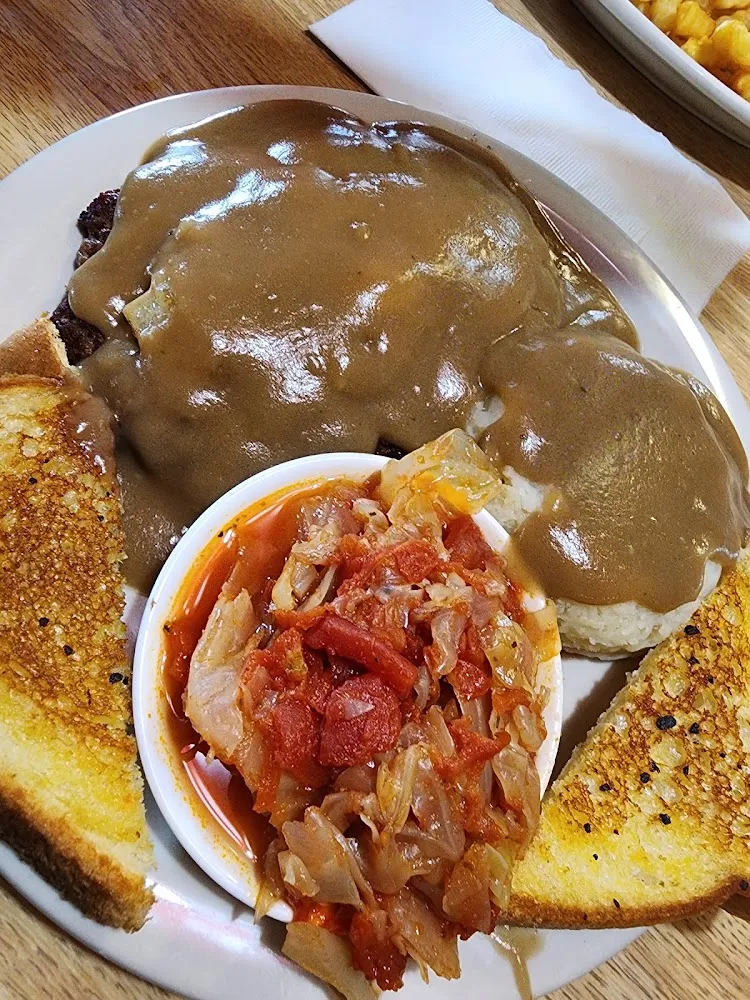 Chopped Steak Mashed Potatoes Cabbage